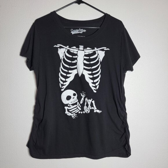 Crazydog Skeleton Maternity T-Shirt Size XL Short Sleeve Pullover Stretch - Picture 1 of 4